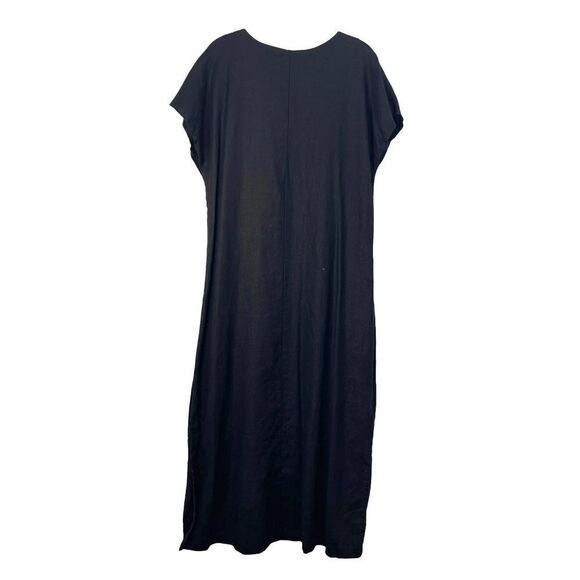 Match Point maxi black 100% linen dress Sz‎ L boho lagenlook - Picture 8 of 8